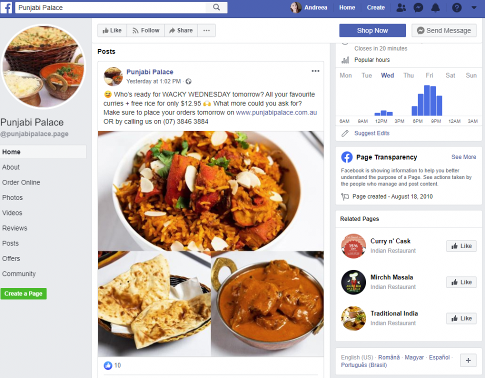 facebook marketing for restaurants: provide your customers with offers on certain days of the week