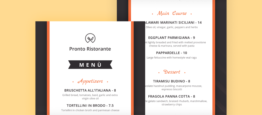 limited menu examples